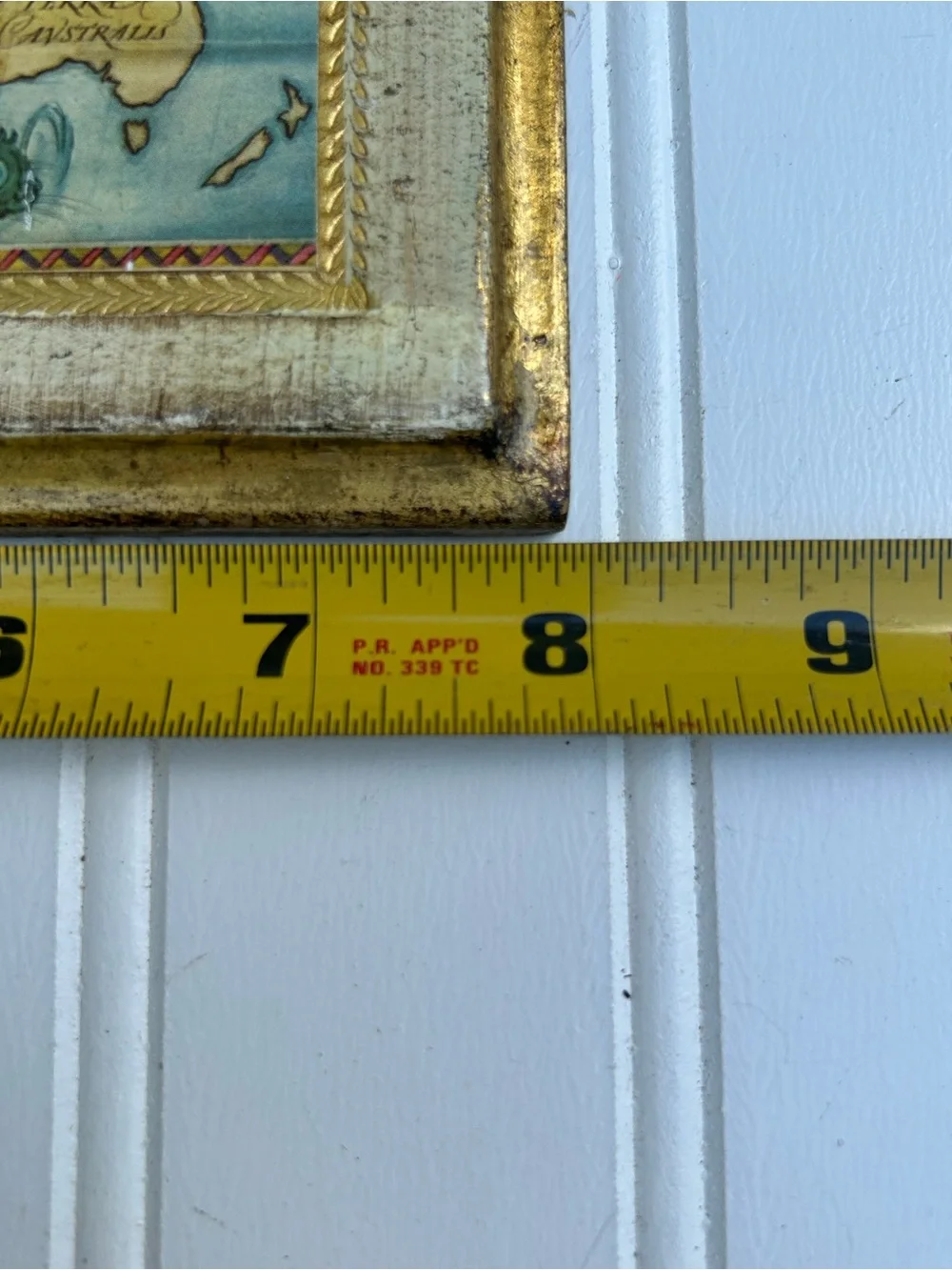 Vintage Map Sears World Accent Plaque Blue Cream Gold Gallery Wall 6x8